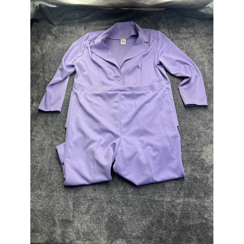 Vintage Montgomery Ward Lavender Purple Pant Suit Set Blazer Trousers Size 22 40